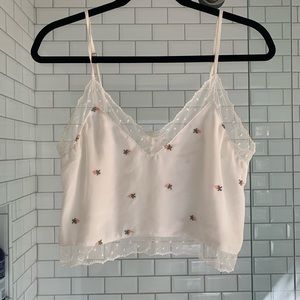 White Embroidered Tank Top